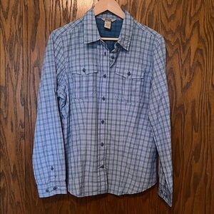 Duluth Trading Co Blue and Green Plaid Shirt